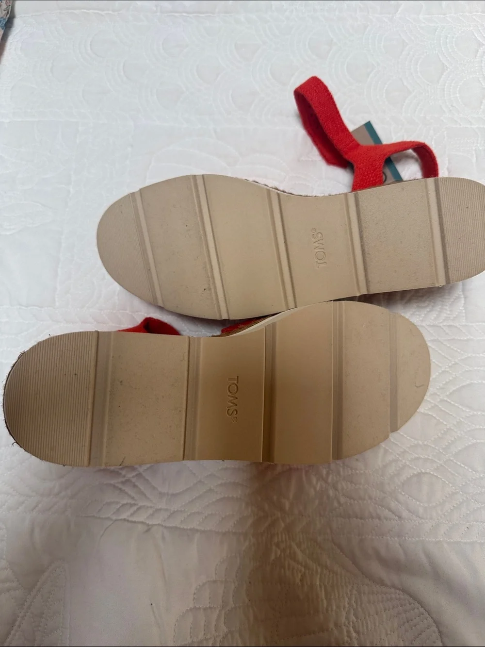 Toms Orange Braided Platform Espadrille Sandals